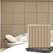 4 Pcs 60cm x 60cm Wall Panel Wood Slat Acoustic Panels Sound Absorbing Proof Panel for Wall Ceiling Decorative Oak