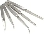 Cross-Locking Tweezers Set 5 Cross Lock Soldering Self Closing Straight And Bent (5E) NOVELTOOLS