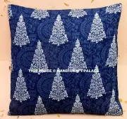Indian Tree Printed Blue Cushion Cover Pillow Sham Cotton Throw Sofa Decor 16"