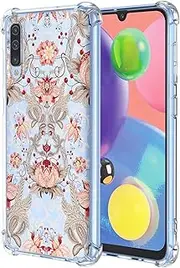 [JDYGWK] for Samsung A70 Galaxy A70S Case Clear Flower Pattern,Soft TPU Silicone,Thin,Shockproof,Anti-Scratch Protective Cover for Samsung Galaxy A70,Pink White Floral