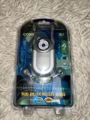 Coby Mini AM/FM DBBS Pocket Radio Gray/Silver, Neck Strap CX-7 Tes