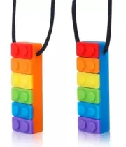 Sensory Chew Necklaces/2 Pack Rainbow Color Teether Chew Silicone Chewy Autism