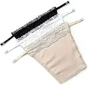 [FIMALIA] Women's Deep Neck Cleavage Cover Cotton Clip-on Mock Lace Camisole Best for V Neck Top (Free Size) Set of 2pc