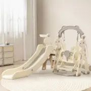 4 in 1 Kids Slide and Swing Set, with Climber Steps Basketball Hoop Indoo