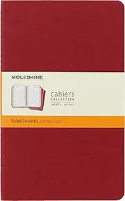 Moleskine Cahier Notebook - Set of 3 - Ruled - Large - Cranberry Red, (CH116)