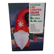6 FT Christmas Inflatable Gnome Red Santa Hat Elf LED Lighted NEW