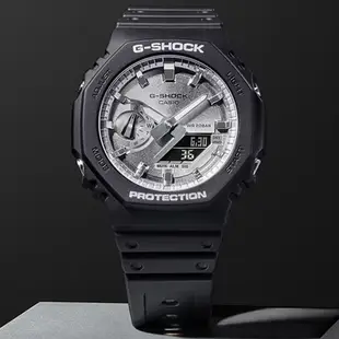 CASIO 卡西歐 G-SHOCK 農家橡樹 纖薄黑銀雙顯腕錶 45.4mm / GA-2100SB-1A