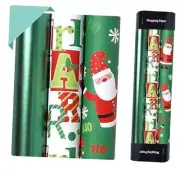 Green Christmas Gift Wrapping Paper Rolls - Dark Green Santa Green and Red