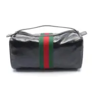 Gucci Gg Crystal Sherry Line Brand Off Pvc Coated Canvas Handbag Leather Men'S