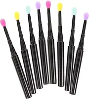 Baluue 12 Pack Lidded Silicone Lip Brush Set Reusable Lip Gloss Applicators Eye Shadows Applicators Women Makeup Tools Eyeshadow Wands Multi-purpose Portable
