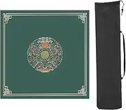Thickened Mahjong Mat with Storage Bag, Square Anti Slip Noise Reduction Table Mat, for Mahjong Poker Board Games and Card Games (60x60cm(23.62x23.62in),Green)