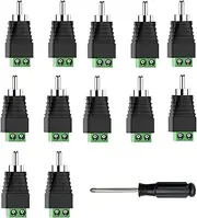 PANPEO RCA to Speaker Wire Adapter, Phono RCA Male Plug Solderless Converter Audio/Video Speaker Wire Connectors Solderless Adapter - 12 Pack(Package Includes Screwdriver)