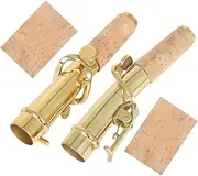 HAMPPLIES 1 Set Soprano Saxophone Neck Set with Cork Sheets Brass Bend Straight Necks Comfortable Design for Saxophonists Durable Resistant for Long Term Use