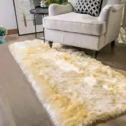 Yellow Rug for Bedroom Runner 2X5 Washable Rug Faux Sheepskin Fur Rug Fluffy Rug