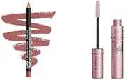 NYX Professional Makeup Suede Matte Lip Liner - Brunch Me & Maybelline New York Lash Sensational Sky High, Volumising, Lengthening & Waterproof Mascara, Blackest Black