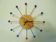 14" Quartz Wall Clock Mid-Century Modern Style Wood, Copper & Acrylic NEW!