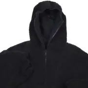 $690 Heron Preston HP Black Polar Fleece Hooded Jacket Mens Size Large
