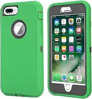 Annymall Case Compatible with iPhone 8 Plus/iPhone 7 Plus, [Heavy Duty] Built-in Screen Protector Tough 4 in1 Rugged Shorkproof Cover for Apple iPhone 7 Plus & iPhone 8 Plus (Green/Black)