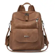 Women Backpack Vegan PU Leather Large Travel Backpack Shoulder Bag,Brown