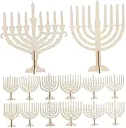Totority 24pc Hanukkah Wooden Menorah Kit Unfinished Wood Decor for DIY Craft Party Home Miniature Decor