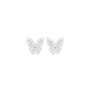 Silver Pave Cz Cluster Stud Earrings in Clear