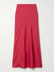 [ALIX OF BOHEMIA] ALIX OF BOHEMIA - Lyra Crinkled-silk Midi Skirt - Red - x small x small Red