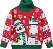 [Lovefairy] Kids Ugly Christmas Sweater for 2-7 Years Toddler Thick Xmas Pullover Girls Boys Novelty Turtleneck Funny Top