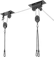 CyclingDeal Ceiling-Mounted Bike Hoist Rack - Secure Bike Storage Ceiling Bike Hangers for Garage - Safe & Easy Lifting for Garage Bicycle Hanger Bike Storage Rack - Premium Rope & Bike Hooks