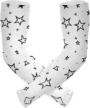 [Yoogain] UV Protection Arm Sleeves UV Protection Black and White Minimalist Stars Arm Sleeves for Volleyball, Basketball, Cycling Strong Air Permeability cubre brazos, Black and White Minimalist Stars