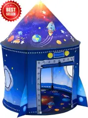 Rocket Ship Play Tent for Kids, Space-Themed Pop-up Tent, Indoor/Outdoor, Birthd