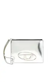 [Diesel] Diesel - Zipped pouch in mirror leather - Small Wallets - Unisex - Silver UNI Silver