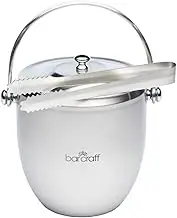BarCraft Ice Bucket With Lid & Tongs Stainless Steel Gift Boxed