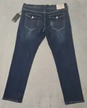 New True Religion Mens 38 x 31 Geno Relaxed Slim Blue Jeans Flap SN MSRP $159