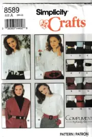 Simplicity Pattern 6589 c1993 Misses Belts, Size SM - LG, FF