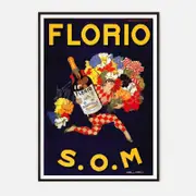 Galrie Vintage Florio Marsala Wine Advertising Poster Art Print for Home Decor, Black Frame, A1 60 x 84cm (23 x 33inch)