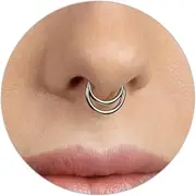 [MissNity] 16G 8mm Double Septum Rings Layered Septum Clicker Stacked Daith Hoop Cartilage Earrings Piercings Jewelry in 316L Stainless Steel, Silver