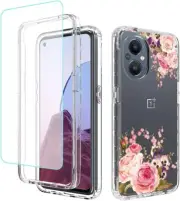 Case for OnePlus Nord N20 5G GN2200 with Tempered Glass Rose Flower