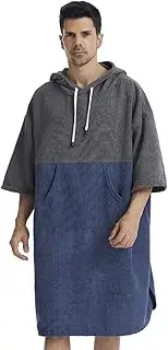 Quick Dry Bath To Pool Changing Robe Quick-Dry Poncho Surfing Diving Hooded Towel Beach Cloak Windproof and Warm Suitable for Men and Women Blue