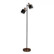 Ava Brushed Copper Twin Light Scandustrial Floor Lamp