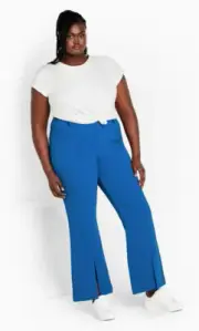 City Chic Ladies Kiana Split Flare Leg Pants sizes 12 14 16 18 20 Sky Blue