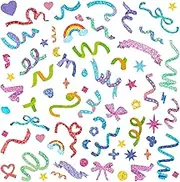 Conor 15 Sheet Scrapbook Sticker Set - Laser Cut Confetti Stickers, Rainbow Shiny Bling Decorations for Journal, Diary, Album, Card Making & DIY Arts & Crafts