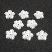 200 Pure White Pearl flower Beads 12mm FlatBack Center Hole Sew On Beads Craft