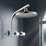 ACA WELS Round 8'' ABS Plastic Rainfall Shower Head Gooseneck Wall Arm Twin Taps Chrome