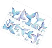 Operitacx 2pcs Removable Mermaid Tail Wall Sticker DIY Background Decal Cartoon Sticker Set