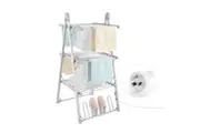 2 In 1 Electric Airer Heated Dryer Laundry Drying Rack Clothes Shoes Heater Towel Rail Stand Foldable 330W