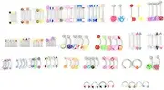 [PLLO] Body Piercing, 110 PCS Mixed Pack Body Jewelry Piercing Kit Eyebrow Navel Belly Tongue Lip Bar Nose Ring, Stainless Steel Body Piercing Jewelry for All Piercings, Piercing Ring