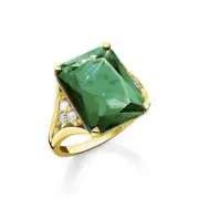 Genuine THOMAS SABO Yellow Gold Green Stone Cocktail Ring TR2339Y