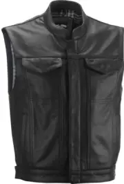 HIGHWAY 21 Magnum Leather Motorcycle Vest, Black, Large