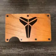 Wood Wallet Minimalist Laser Engraved with Black Mamba Kobe Bryant
