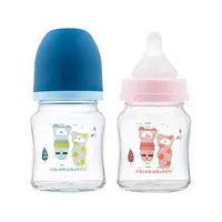 在飛比找PChome24h購物優惠-【奇哥】親乳實感防脹氣玻璃奶瓶-寬口120ml